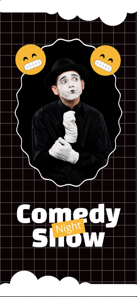 Plantilla de diseño de Comedy Show Promotion with Performer in Costume Snapchat Geofilter 