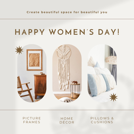 Home Decor With Pillows On Women’s Day Animated Post Design Template