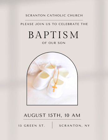 Ontwerpsjabloon van Invitation 13.9x10.7cm van doopceremonie aankondiging met het christelijk kruis