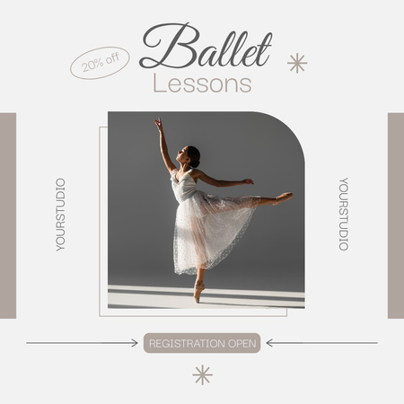 Ballet Lessons with Ballerina in White Transparent Dress Instagram Design Template