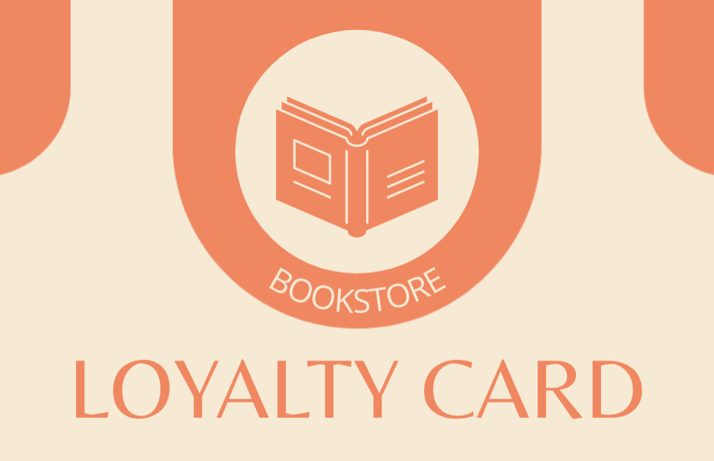 Book Store Loyalty Program on Beige and Orange Business Card 85x55mm tervezősablon