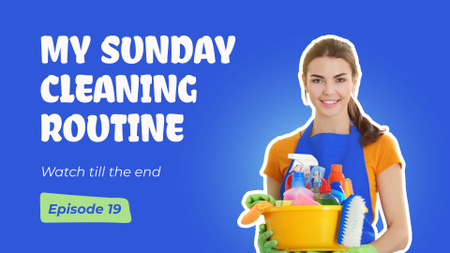 Template di design Vlog della routine di pulizia della domenica con i materiali di consumo YouTube intro