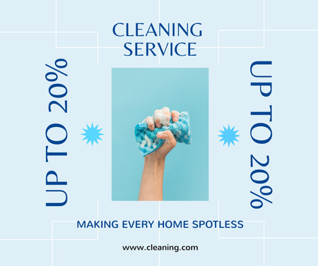 Discount for Cleaning on Blue Facebook Design Template