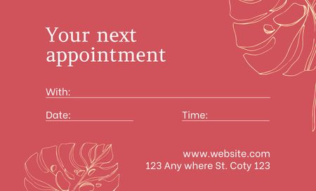 Your Appointment Reminder on Red Business Card 91x55mm Design Template