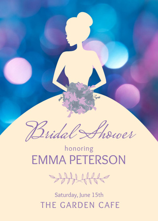 Bridal shower invitation with Bride silhouette Flayer Design Template