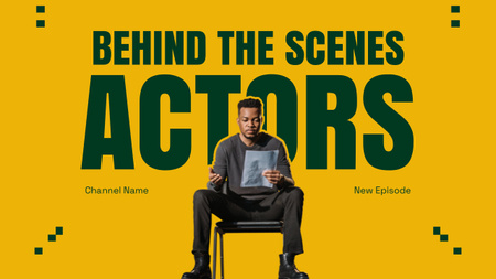 Actor Reading Script Sitting on Chair Youtube Thumbnail Design Template