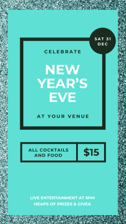 New Yea's Eve on Shiny glitter pattern Instagram Story Design Template