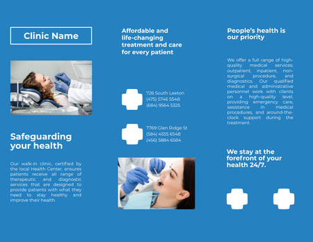 Woman on Dental Checkup in Clinic Brochure 8.5x11in Design Template