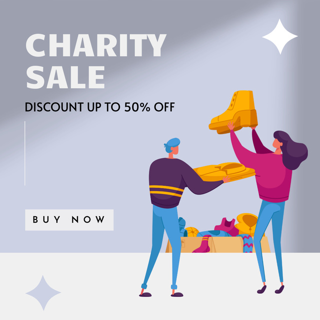 Ontwerpsjabloon van Instagram van Charity Clothes and Shoes Sale Announcement