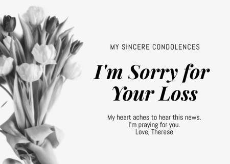 Sympathy Phrase with Flowers Bouquet Postcard 5x7in Design Template