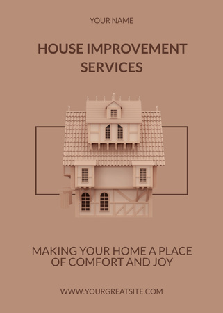 Plantilla de diseño de House Improvement Services Offer Illustrated with 3d Puzzle Flayer 