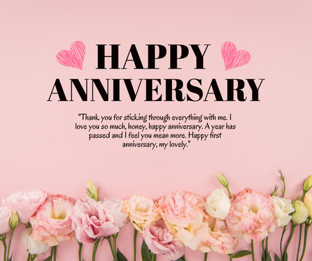 Happy Anniversary Greeting with Flowers Facebook Design Template