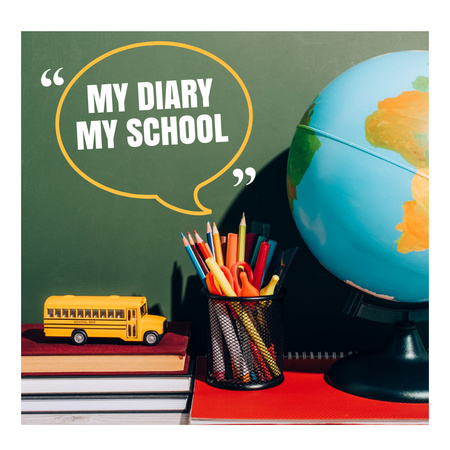 School Diary with Photos Photo Book Design Template