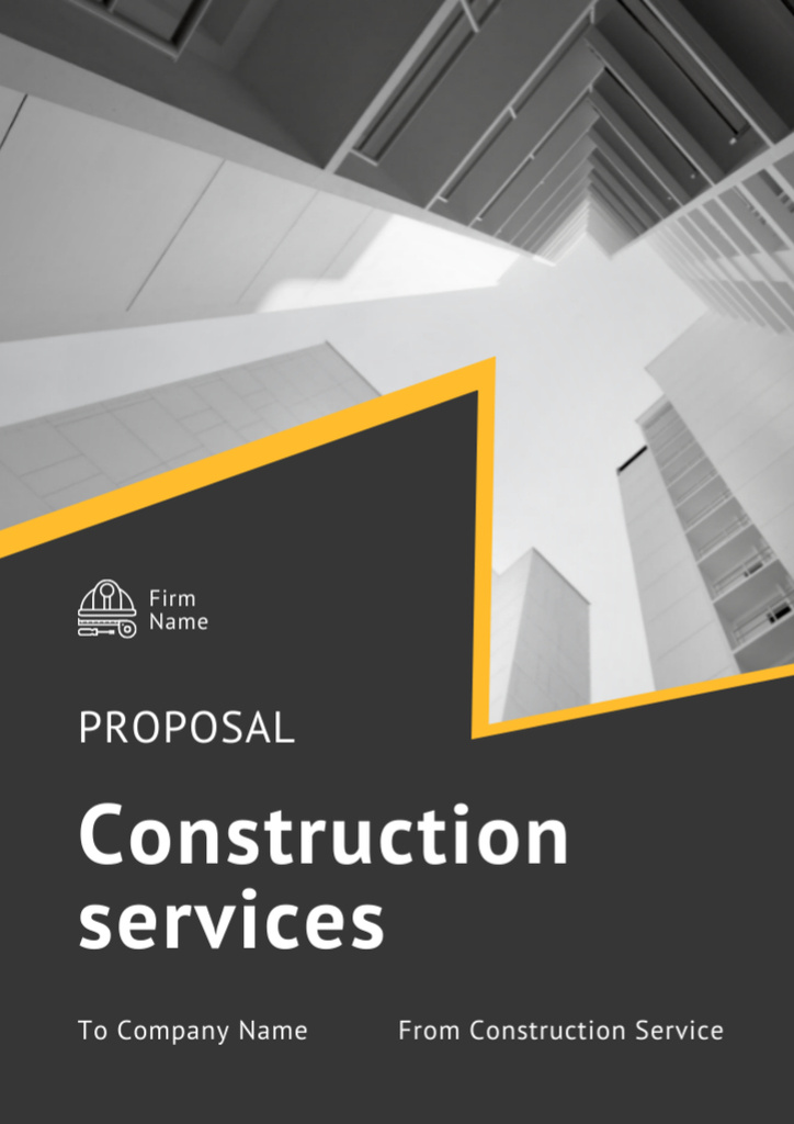 Construction Services Ad with Modern Skyscrapers Proposal Design Template