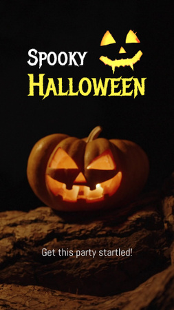 Strašidelné halloweenské blahopřání s strašidelným jack-o'-lanternem TikTok Video Šablona návrhu