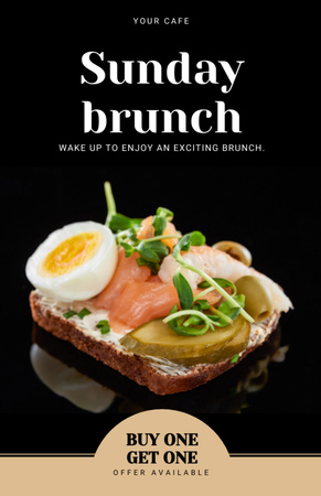 Offer of Sunday Brunch with Tasty Sandwich Recipe Card Design Template