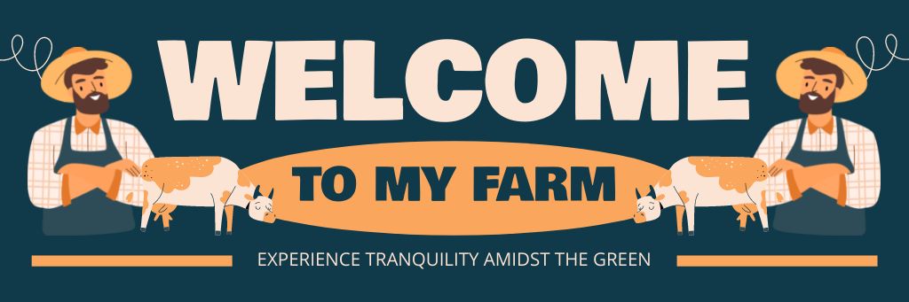 Invitation to Visit Farm on Blue Email header Tasarım Şablonu