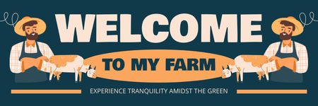 Plantilla de diseño de Invitación a visitar Farm on Blue Email header 