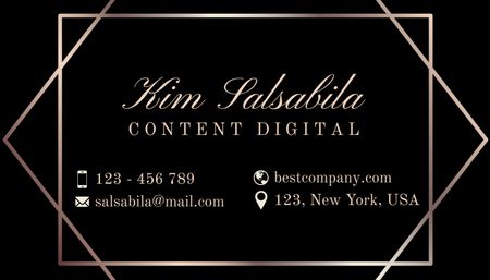 Contact Details on a Simple Black Pattern Business Card US Design Template