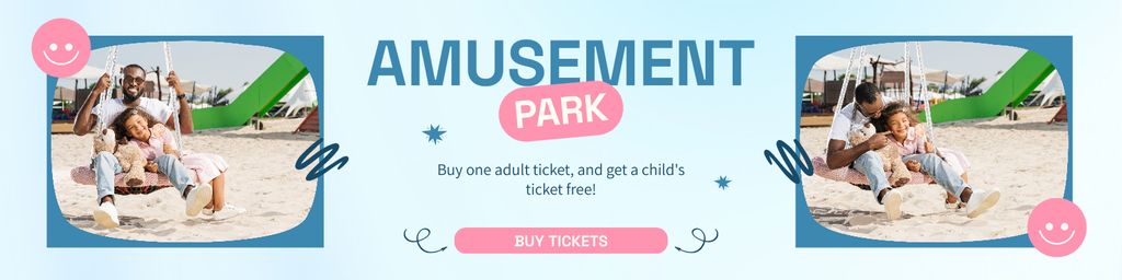 Exciting Fun Attraction Promotion at Theme Park Twitter Design Template
