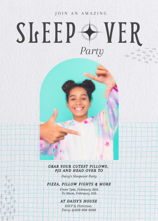 Fun-filled Sleepover Party for Girls Teenagers Invitation Modelo de Design