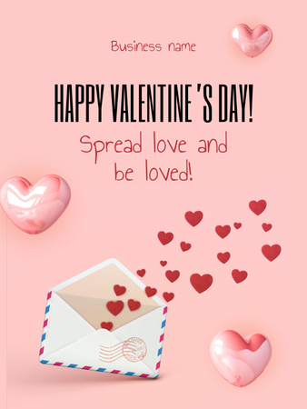 Cute Valentine's Phrase with Love Letter Poster US Design Template