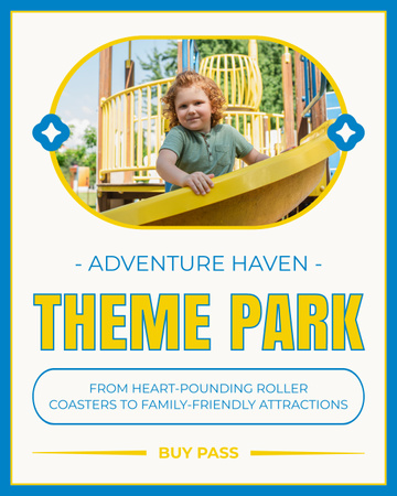 Modèle de visuel Promotion du parc à thème d'aventure palpitante - Instagram Post Vertical
