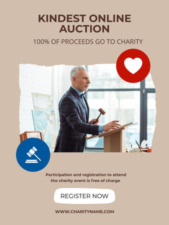 Online Charity Auction Announcement Poster 36x48in Design Template
