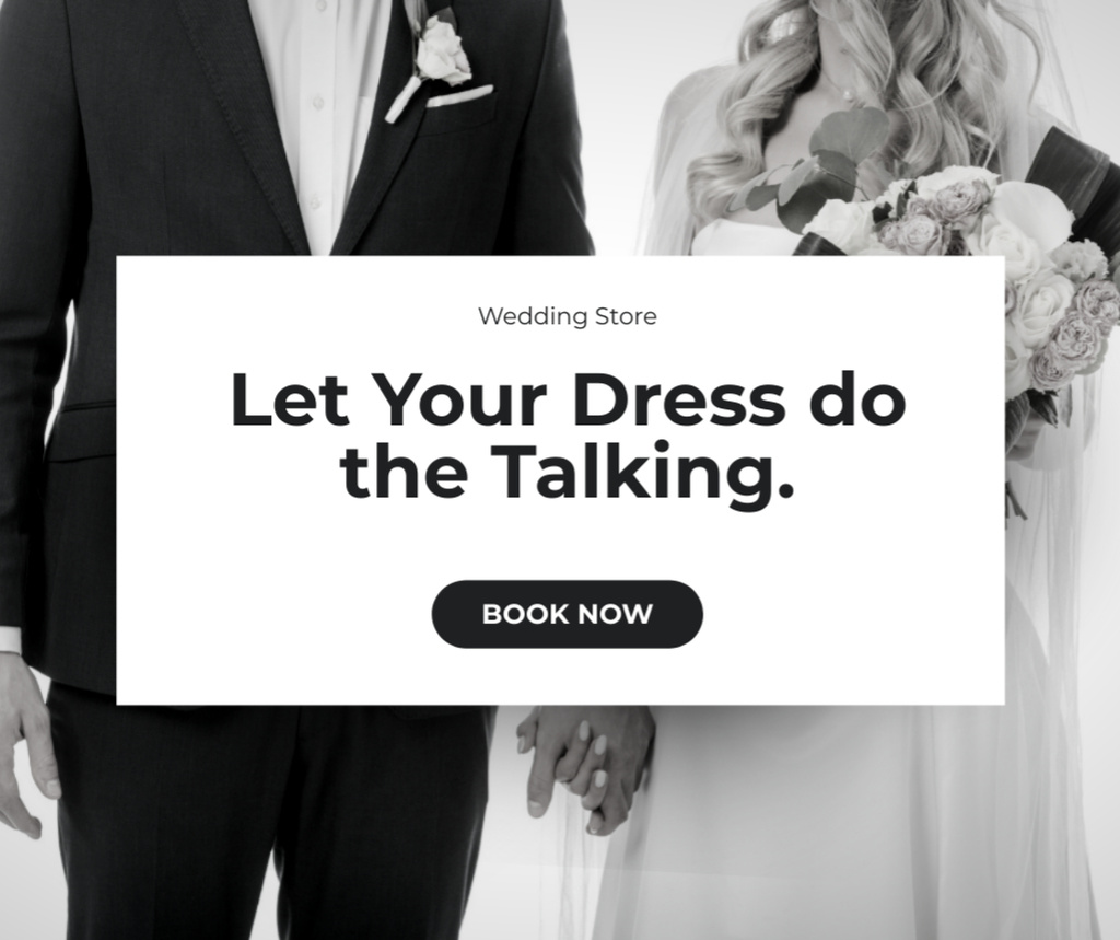 Wedding Store Offer with Couple Holding Hands Facebook Modelo de Design