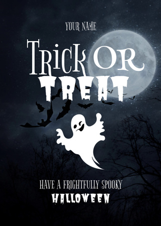 Halloween's Phrase with Funny Ghost Flayer Design Template