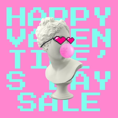 Ontwerpsjabloon van Instagram van Valentine's Day Sale Offer in Postmodern Style