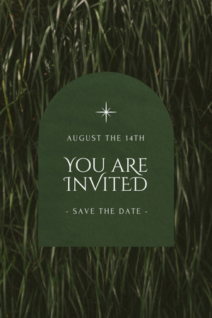 Wedding Announcement With Green Grass Postcard 4x6in Vertical Design Template