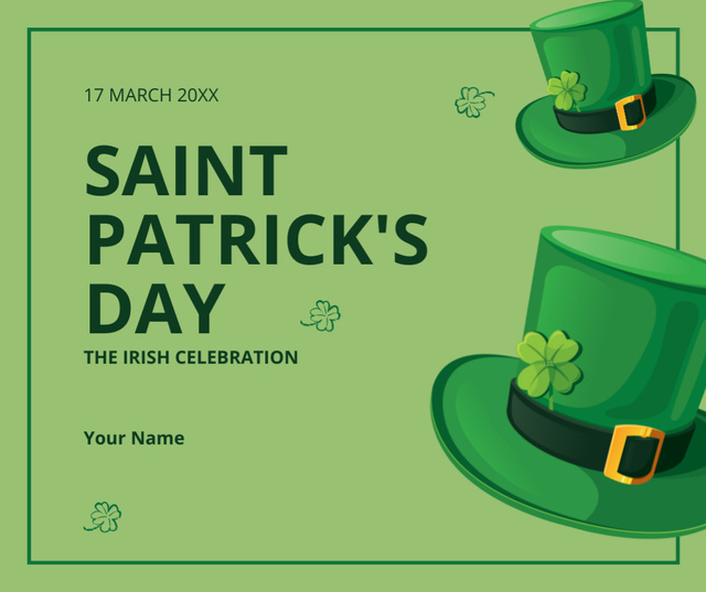 St. Patrick's Day Holiday Party with Green Hats Facebook tervezősablon