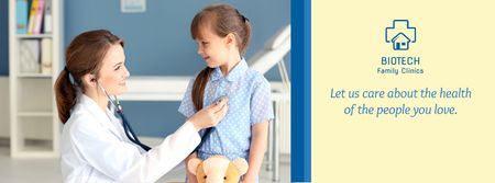 Kids Healthcare with Pediatrician Examining Child Facebook cover Design Template