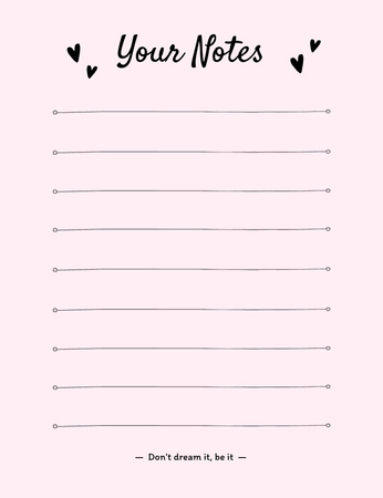Personal Planner with Hearts Illustration Notepad 107x139mm Design Template