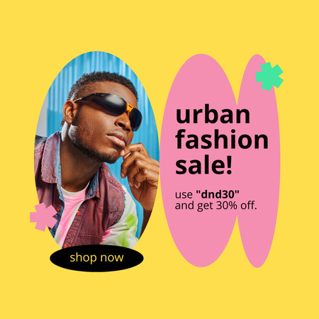Ontwerpsjabloon van Instagram van Aankondiging van Urban Fashion Sale