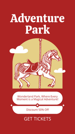 Designvorlage Ermäßigter Pass zum Abenteuerpark mit Karussell für Instagram Story