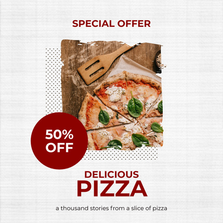 Delicious Pizza Offer on White  Instagram Design Template