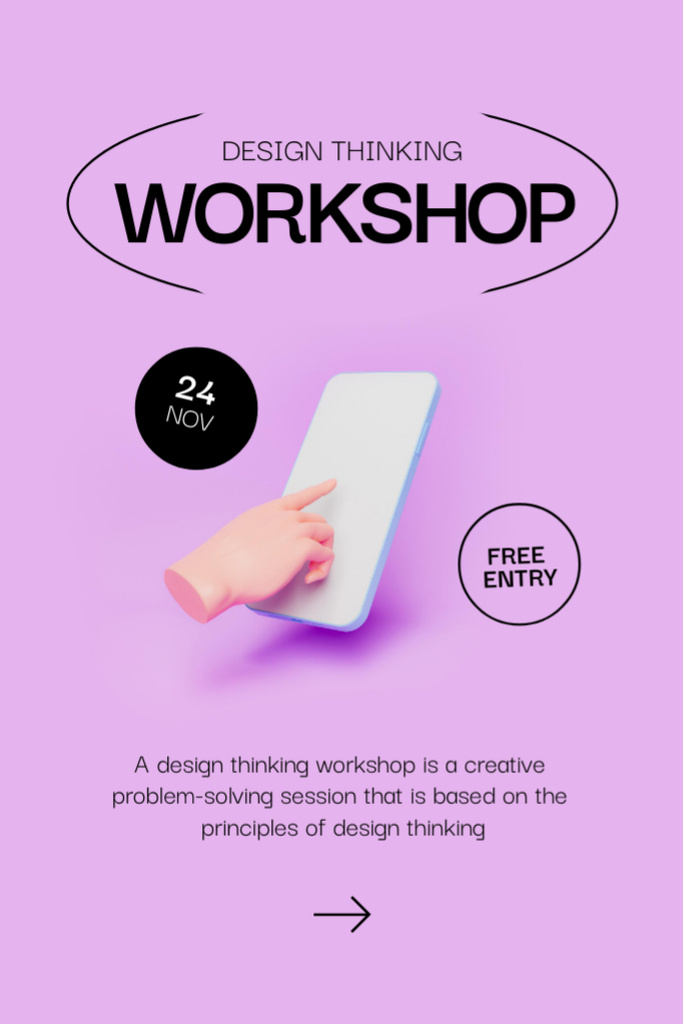 Solution-Focused Design Thinking Workshop Promotion Flyer 4x6in Tasarım Şablonu