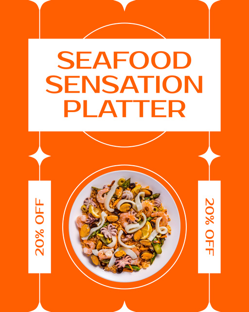 Designvorlage Fish Market Ad with Shrimp Salad für Instagram Post Vertical