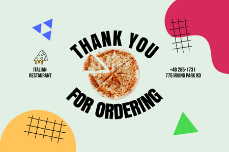 Gratitude for Ordering Pizza Postcard 4x6in Design Template