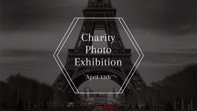 Charity Event Announcement with Eiffel Tower FB event cover Tasarım Şablonu