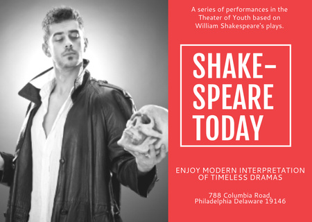 Theatrical Actor In Shakespeare's Performance Postcard Design Template
