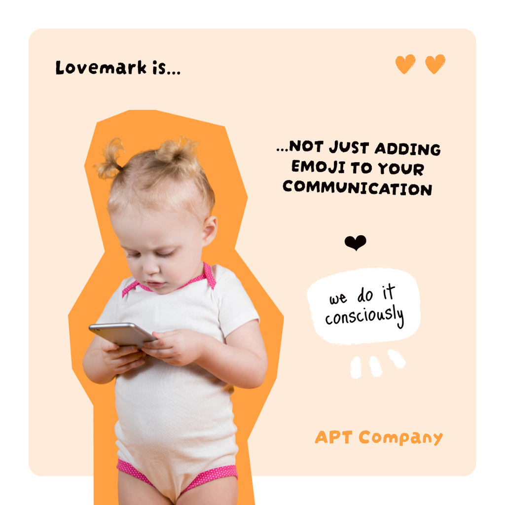 Funny Cute Baby holding Phone Instagramデザインテンプレート