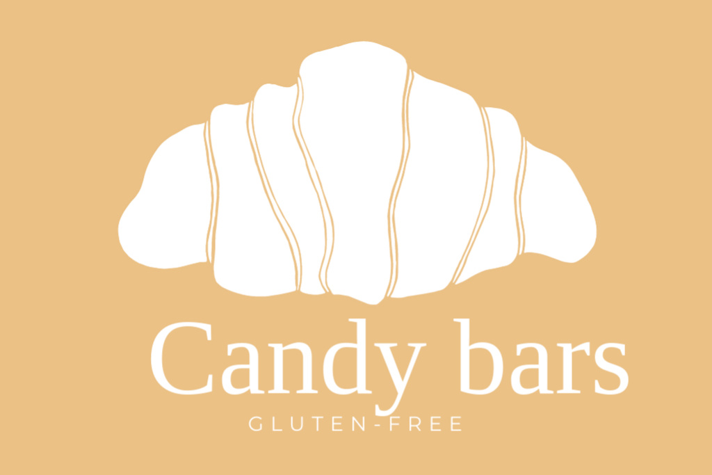 Candy Bar services promotion with Croissant Label Πρότυπο σχεδίασης