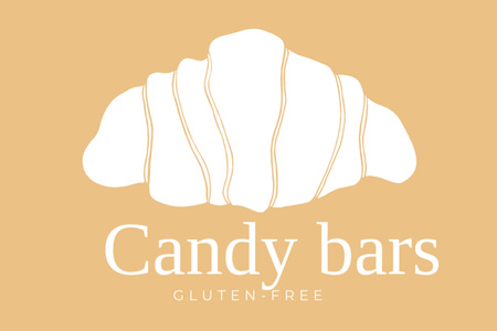 Promoção de serviços Candy Bar com Croissant Label Modelo de Design