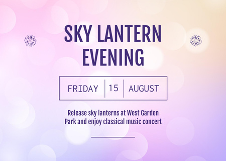 Sky Lantern Evening Event Announcement Flyer A6 Horizontal Design Template