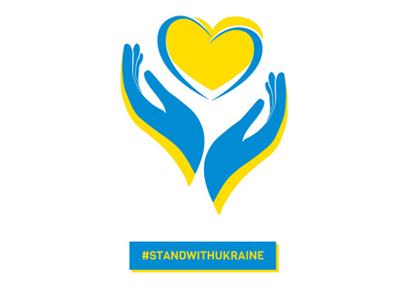 Designvorlage Herz in den Händen in den Farben der ukrainischen Flagge für Poster A2 Horizontal