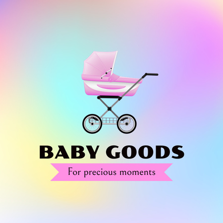 Colorful Baby Goods And Stroller Promotion Animated Logo Design Template