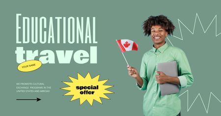 Modèle de visuel Educational Travel Tours Announcement - Facebook AD